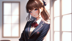 DALL·E 2023-11-11 00.39.07 - A captivating anime-style girl wearing a classic Japanese JK uniform, emanating charm and beauty. Her uniform is immaculate, with a fitted blazer and 