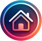 DALL E 2023-11-11 22.22.04 - A minimalist and colorful icon representing a homepage  featuring an abstract house shape within a round border  with a gradient background that gives-removebg-preview