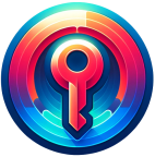 DALL E 2023-11-11 22.45.22 - Create a colorful icon featuring a stylized key within a circle  with a gradient from red at the top to blue at the bottom  and an overall circular gr-removebg-preview